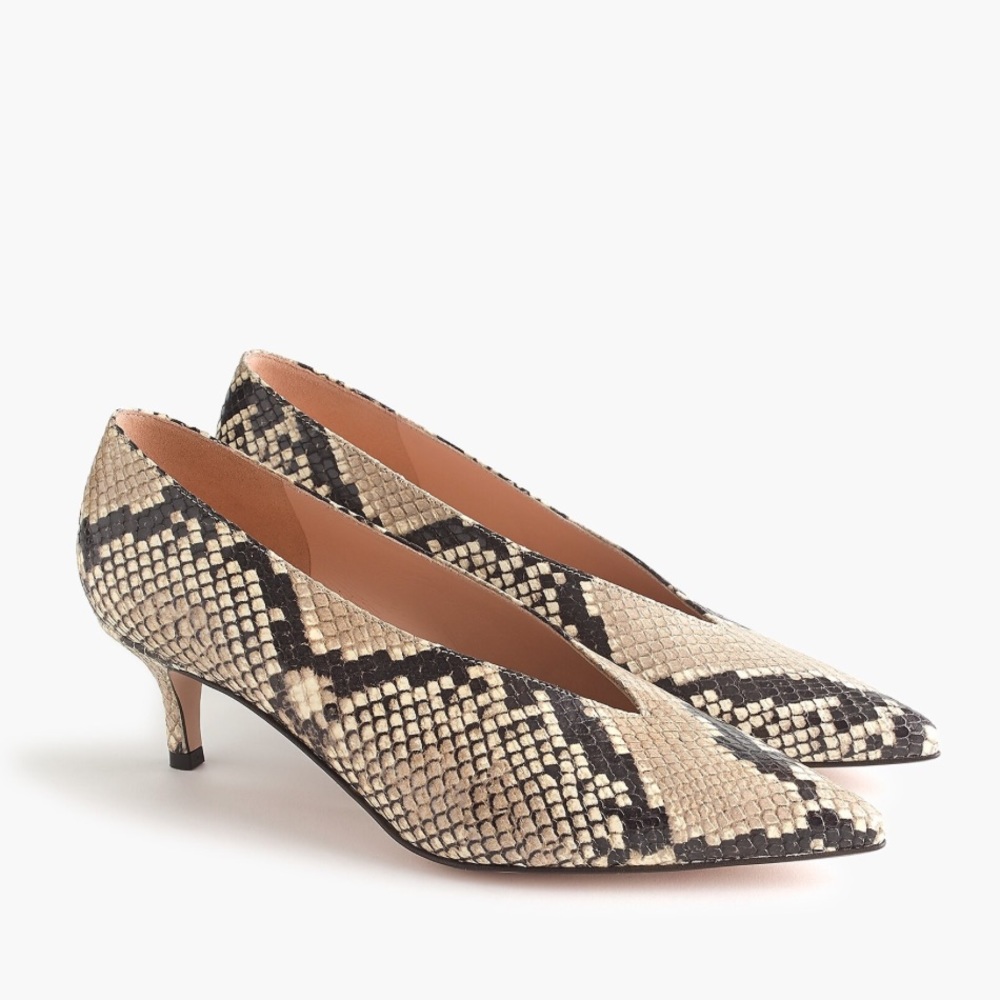 JCREW SOPHIA KITTEN HEEL IN SNAKESKIN sz 7 NIB